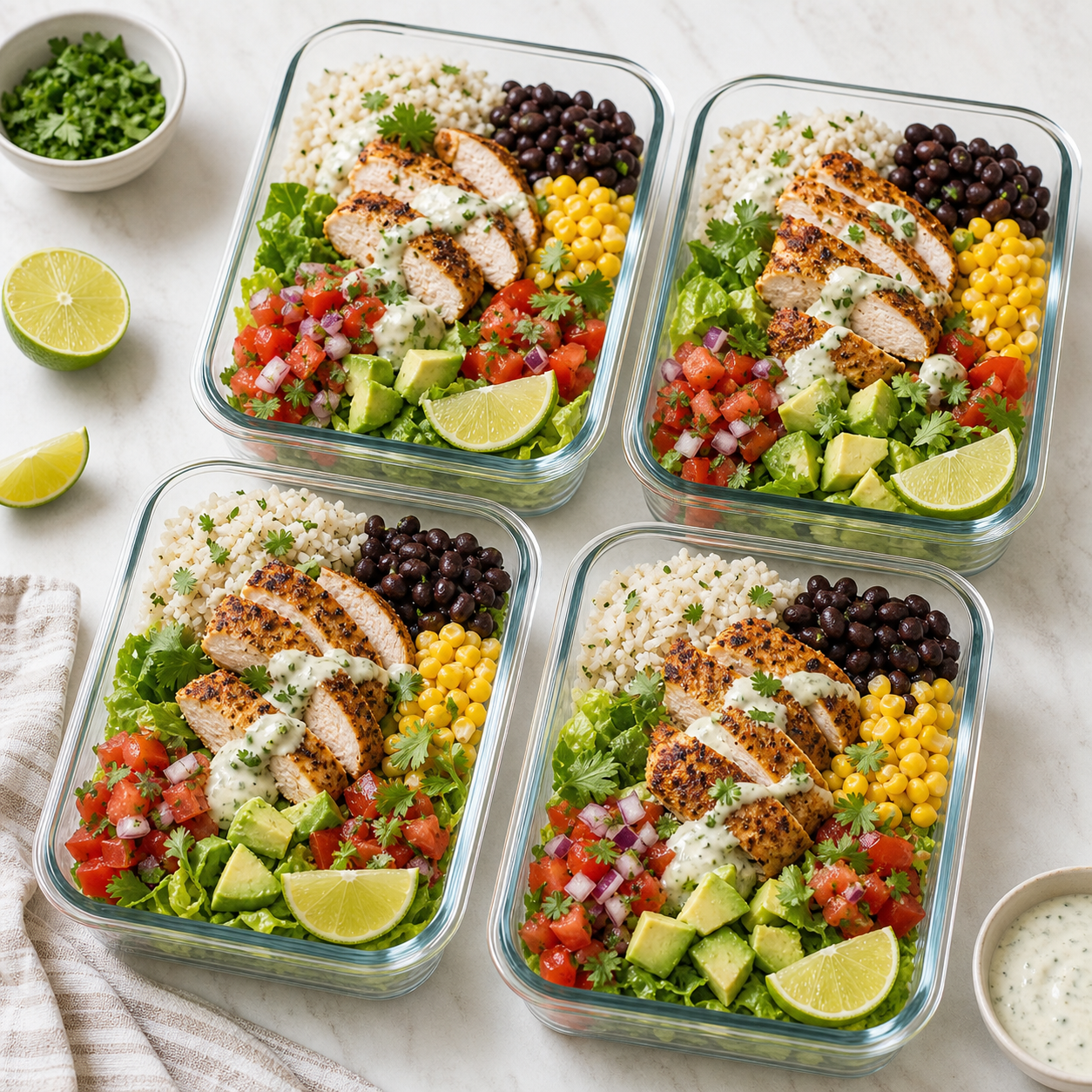 Air Fryer Chicken Taco Bowls