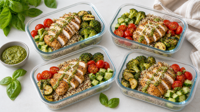 Air Fryer Pesto Chicken Bowls